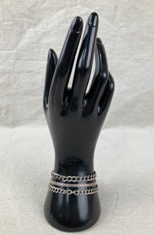 Three Sterling Silver Chain Bracelets - 2