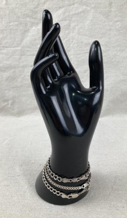 Three Sterling Silver Chain Bracelets - 3