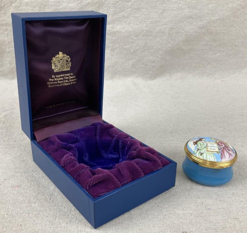 Halcyon Days Enamels Angels and Golden Rule Trinket Box - 2