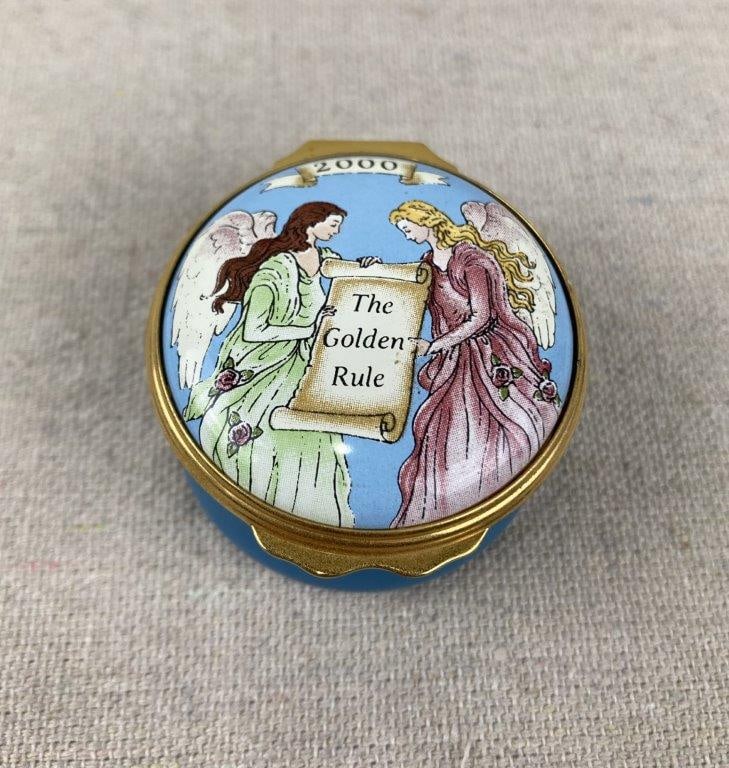 Halcyon Days Enamels Angels and Golden Rule Trinket Box - 4