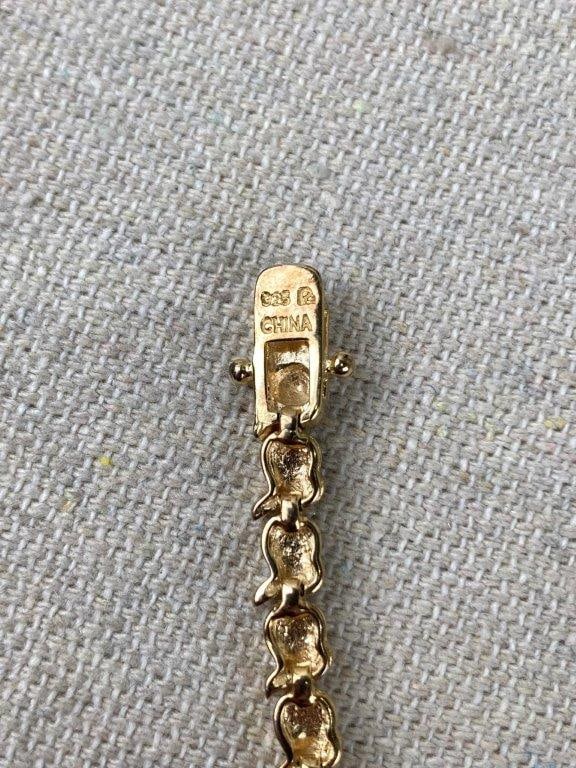 Sterling Silver with Gold Vermeil Heart Tennis Bracelet - 5