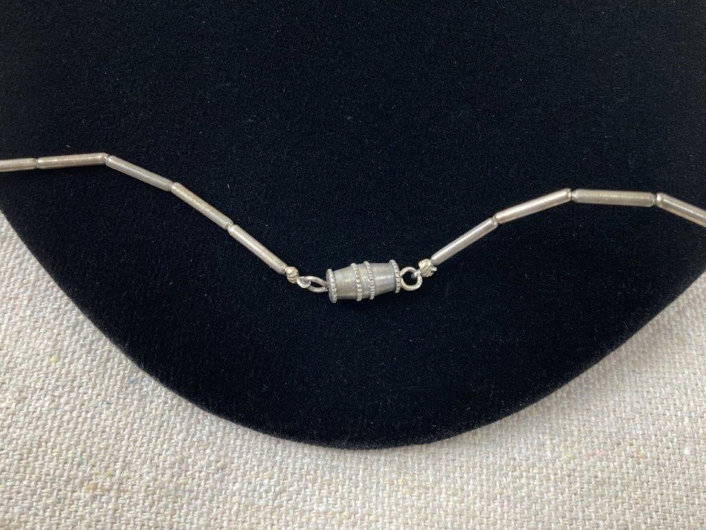 Silvertone Beaded Turquoise Necklace - 3