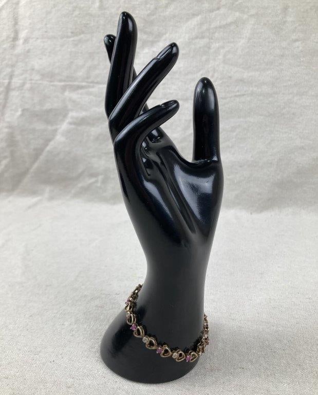 Vintage Sterling Silver Heart Design Tennis Bracelet - 3