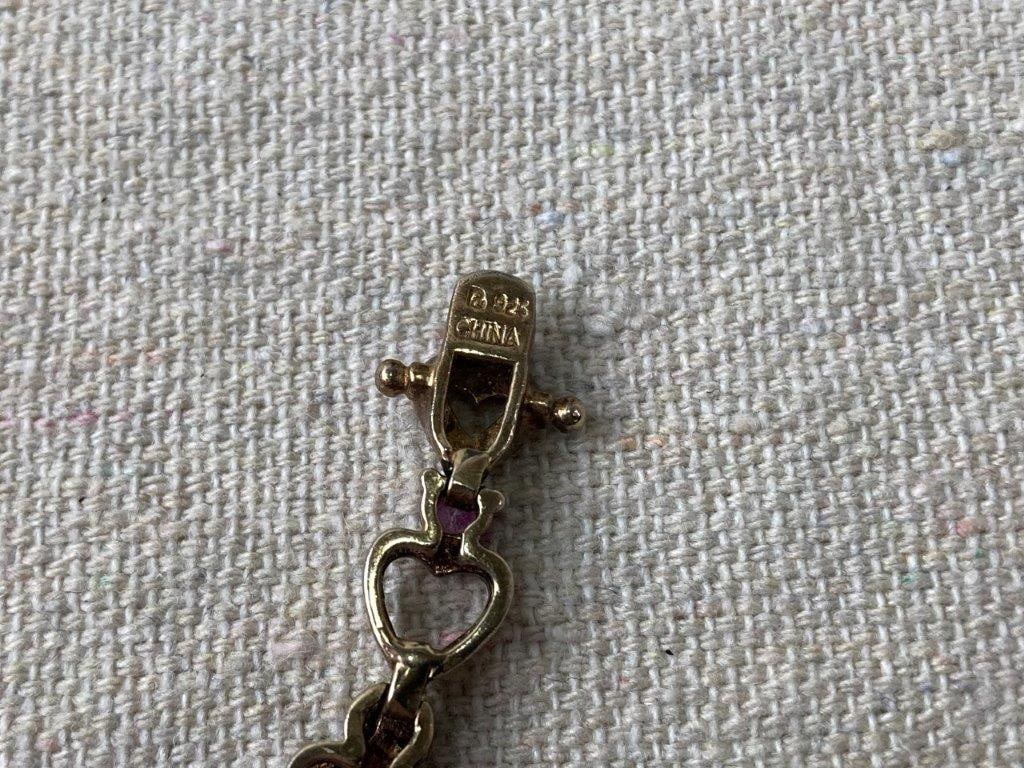 Vintage Sterling Silver Heart Design Tennis Bracelet - 5