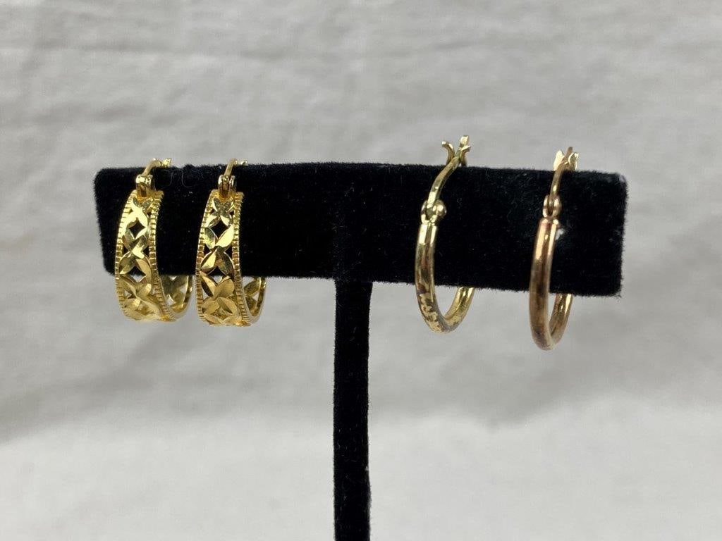 Two Sterling Silver with Gold Vermeil Hoop Earrings (1 of 5)