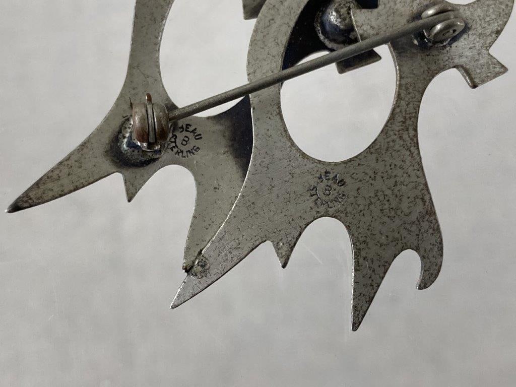 Vintage Beau Sterling Silver Cat Brooch - 4