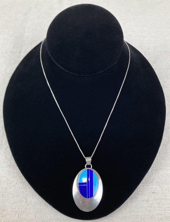 Paula Armstrong Sterling Silver Inlay Necklace (1 of 4)