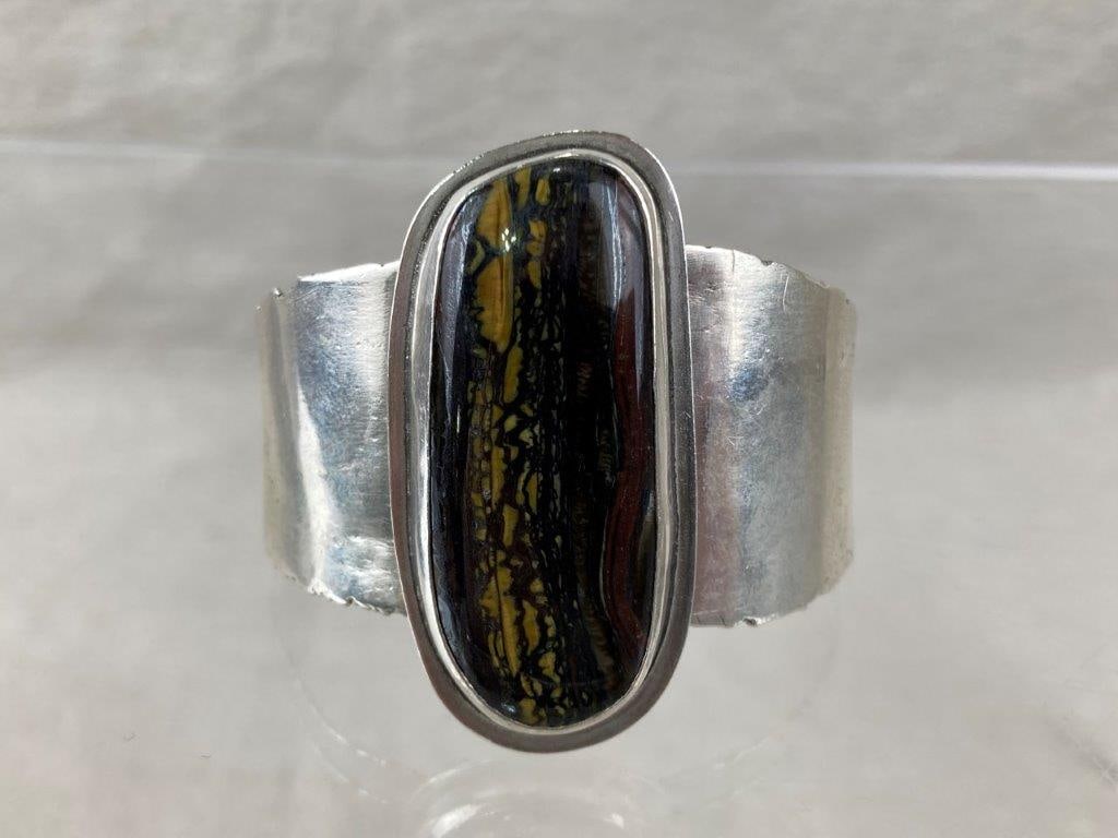 Artisan Signed Sterling Silver Cuff Bracelet (1 of 3)