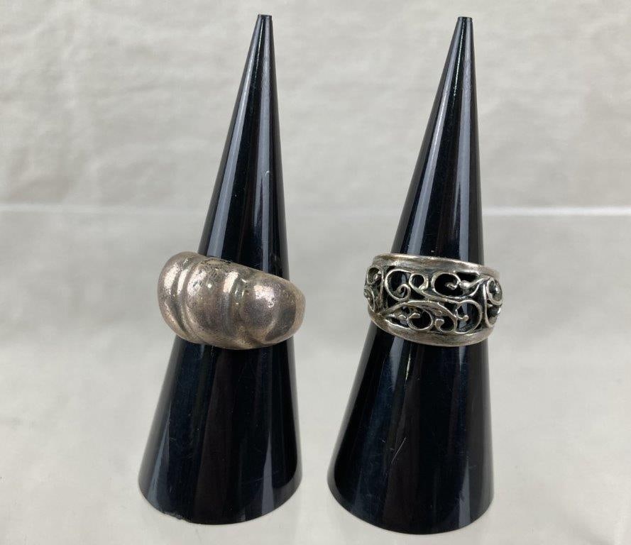Vintage Sterling Silver Dome Rings (1 of 6)