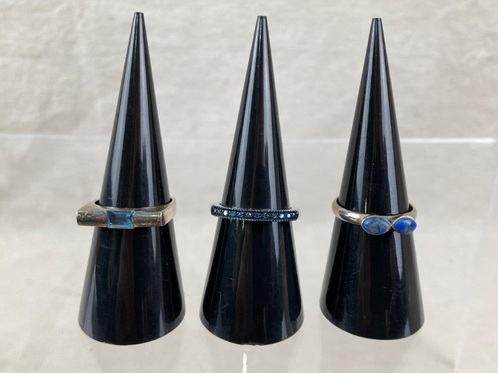 Three Vintage Sterling Silver Rings - 3