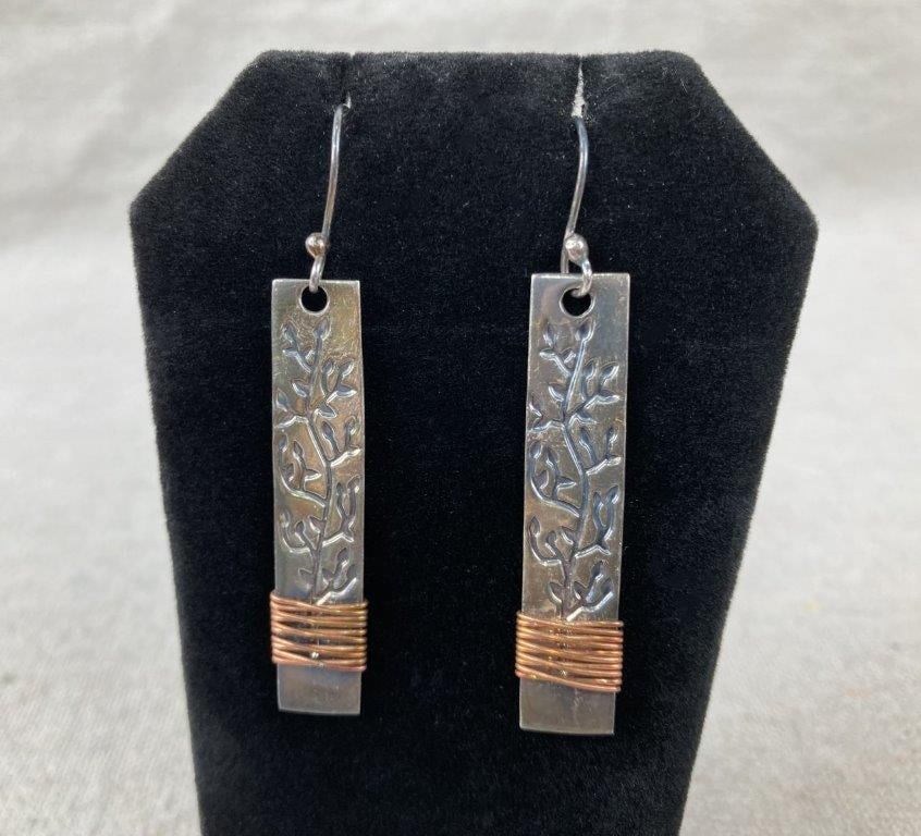 Vintage Mexican Artisan Dangle Bar Earrings (1 of 2)