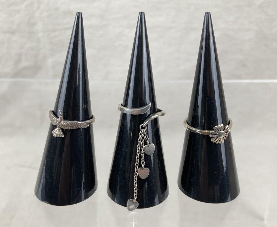 Three Vintage Sterling Silver Rings (1 of 8)