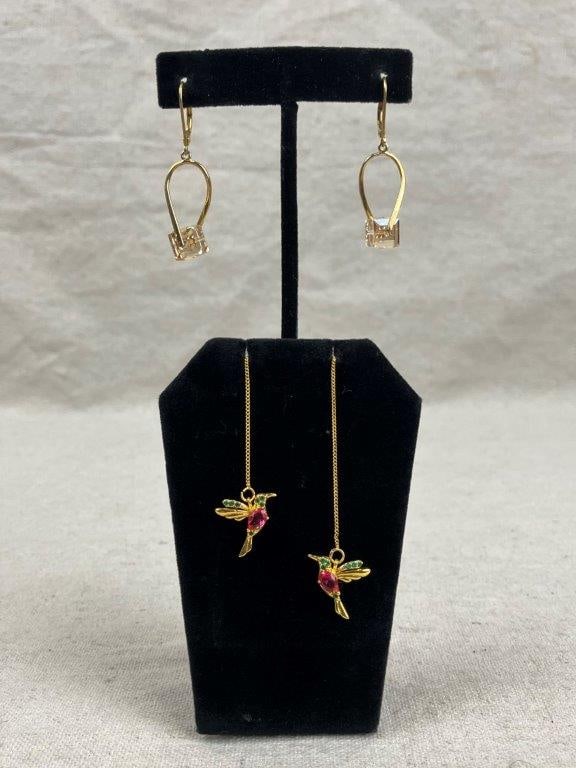 Sterling Silver Dangle Earrings with Gold Vermeil (1 of 9)