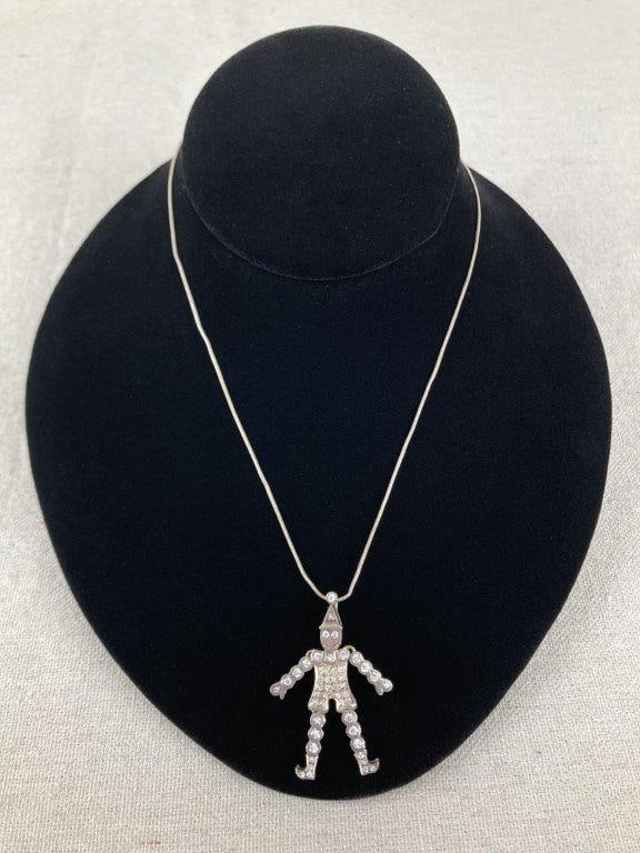 Vintage Sterling Silver Clown Necklace (1 of 4)