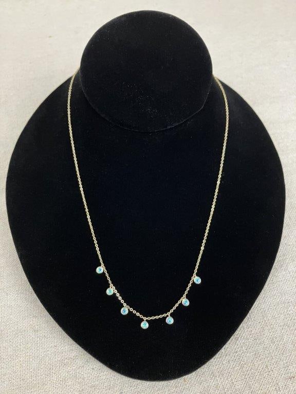 Sterling Silver Drop Station Opal Necklace (1 of 4)