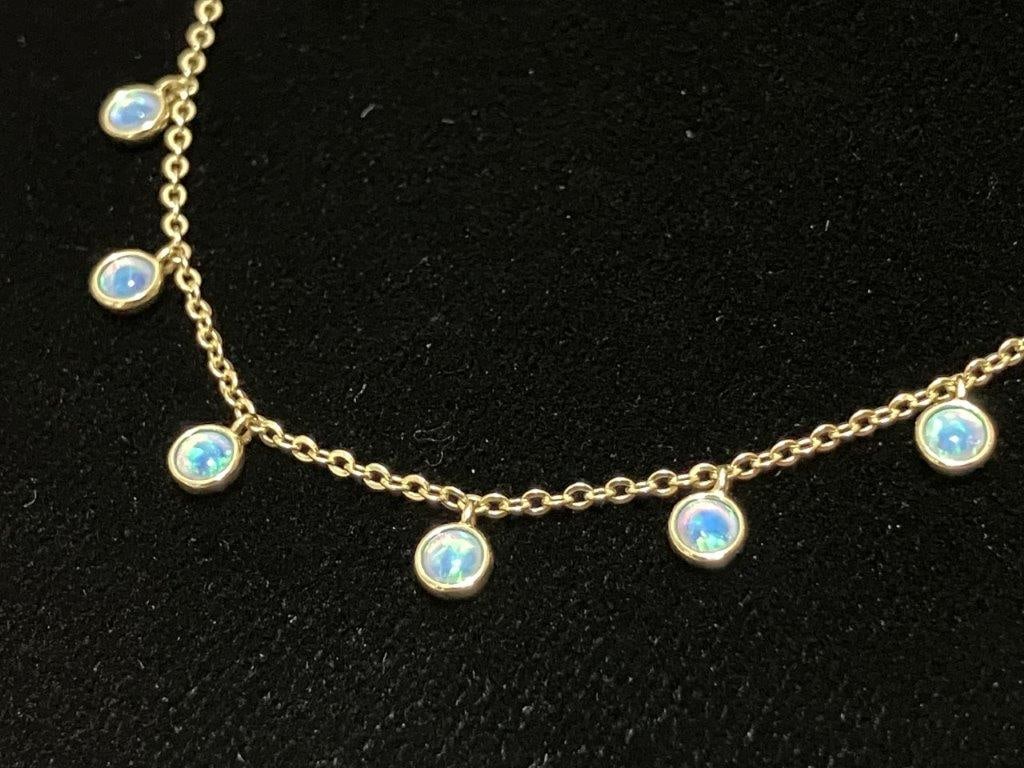 Sterling Silver Drop Station Opal Necklace - 2