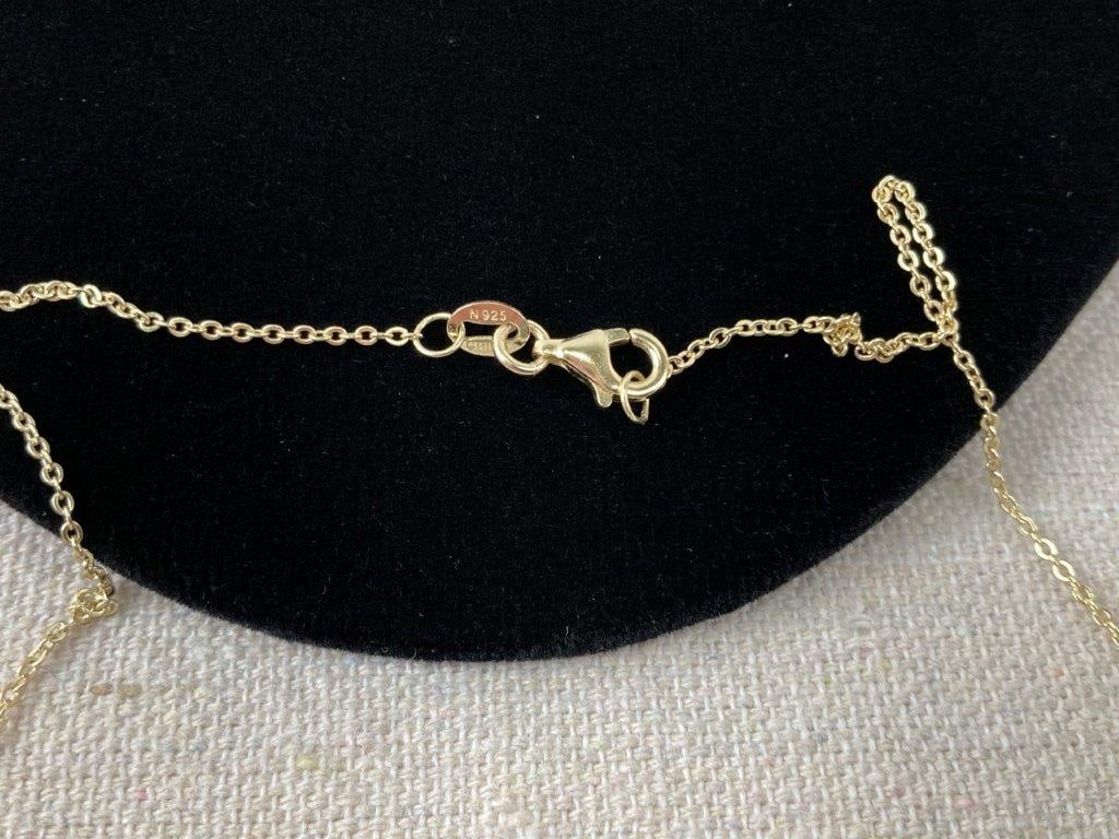 Sterling Silver Drop Station Opal Necklace - 3