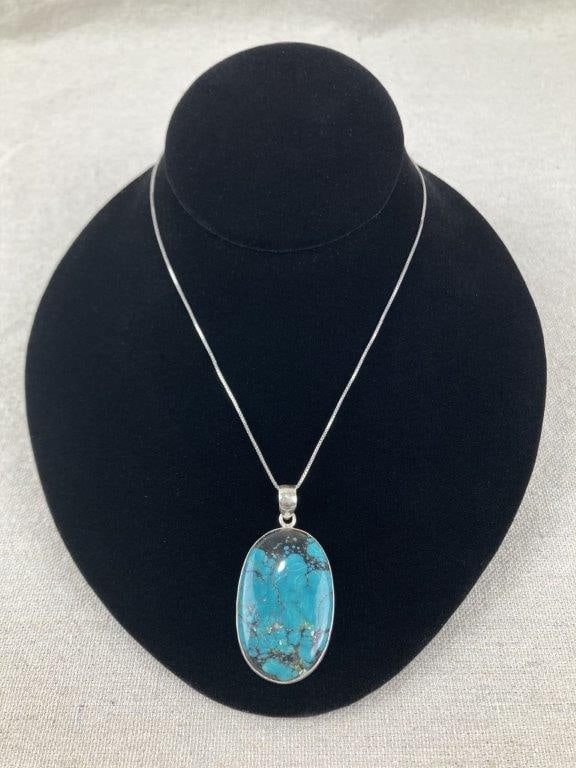 Sterling Silver and Turquoise Necklace (1 of 3)