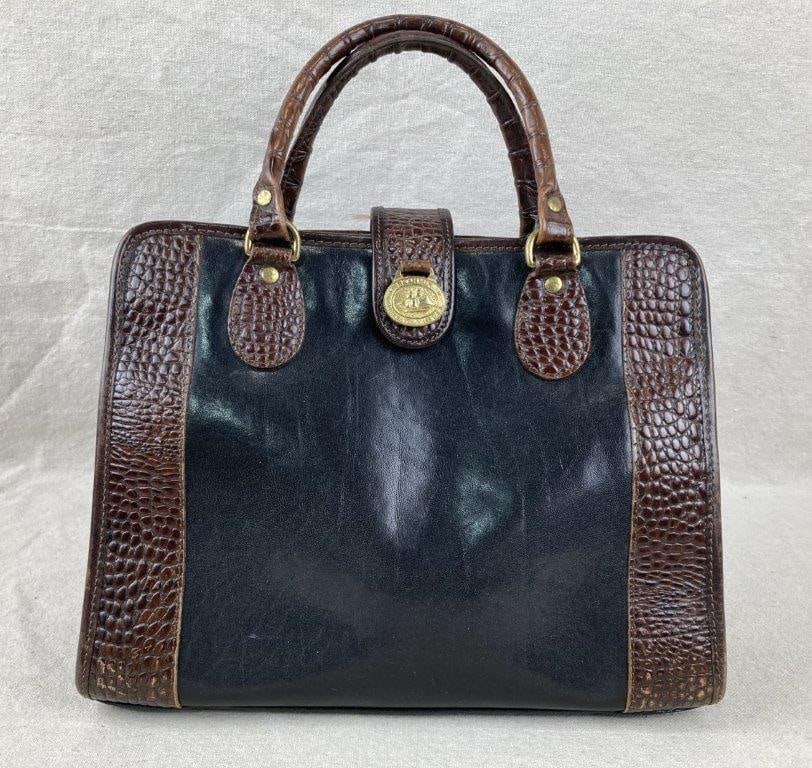 Vintage Brahmin Addison Crocodile and Black Leather Satchel (1 of 13)