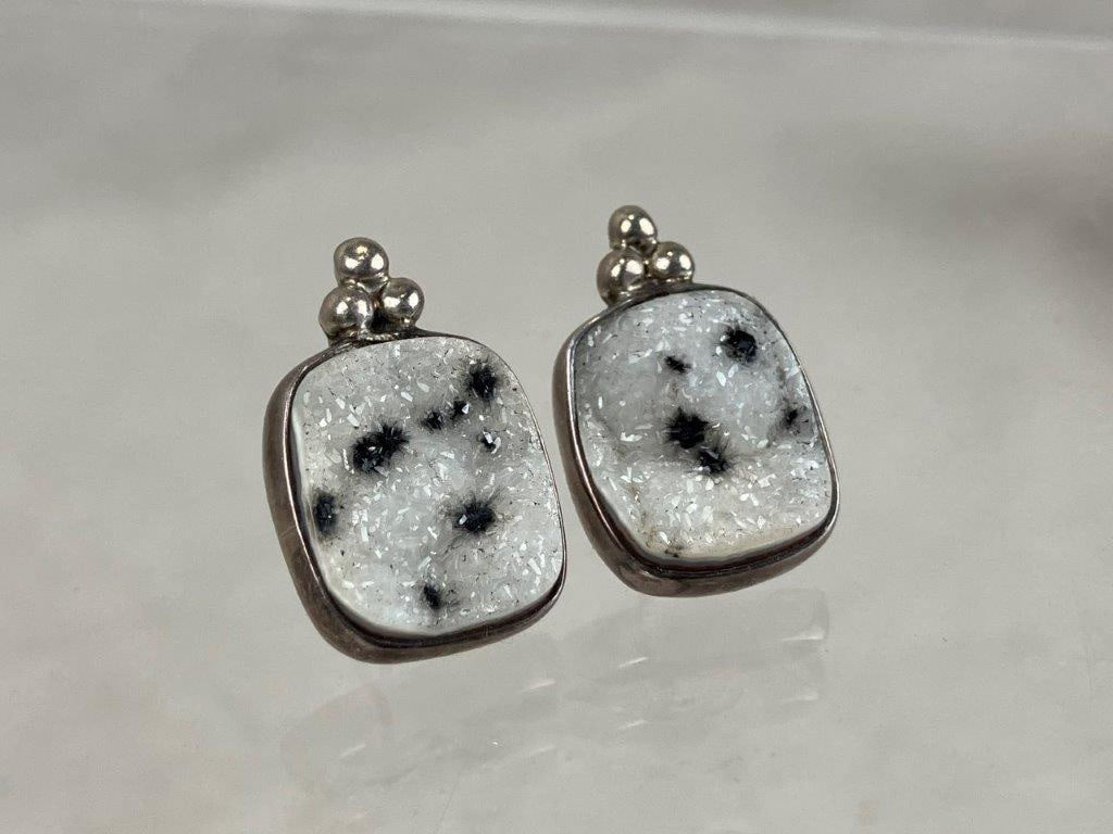 Sterling Silver Artisan Druzy Stud Earrings (1 of 4)
