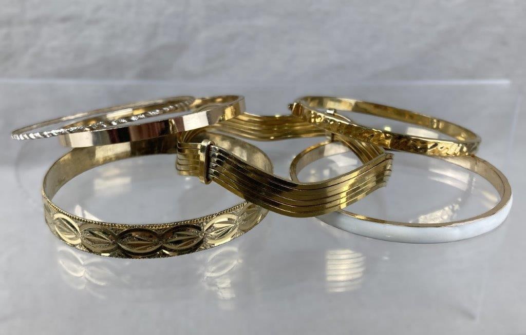 Six Goldtone Bangle Bracelets (1 of 5)