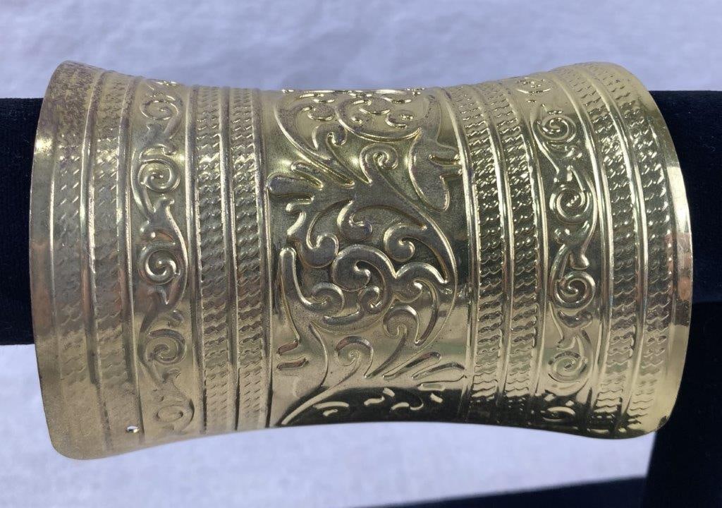 Egyptian-Style Goldtone Wide Cuff Bracelet (1 of 3)