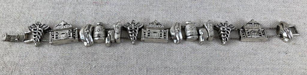 Silvertone Medical Nurse Slide Charm Bracelet - 4