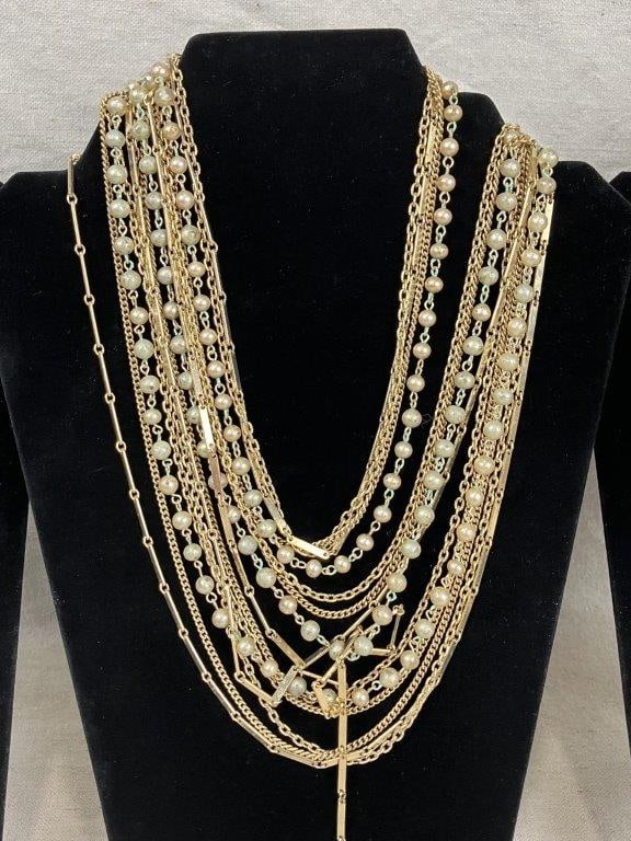 Five Goldtone Costume Jewelry Necklaces - 5