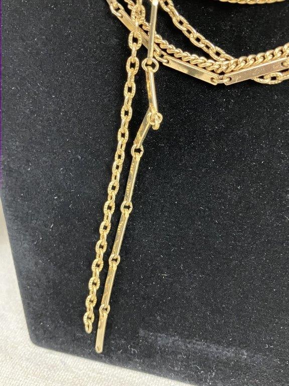 Five Goldtone Costume Jewelry Necklaces - 6