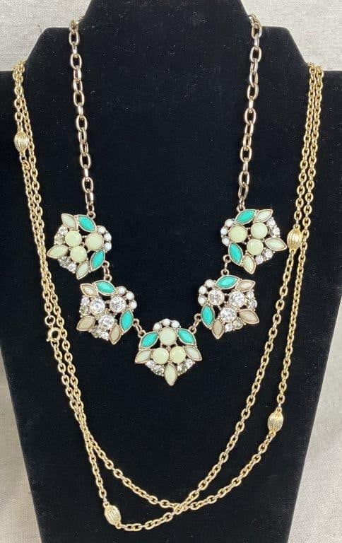 Five Goldtone Costume Jewelry Necklaces - 9