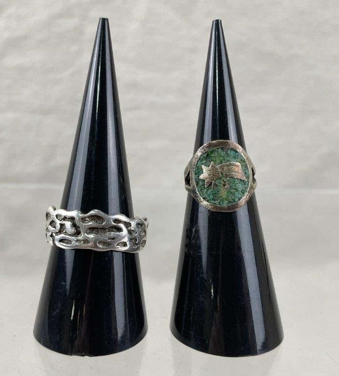 Artisan Sterling Silver Ring Pair - 2
