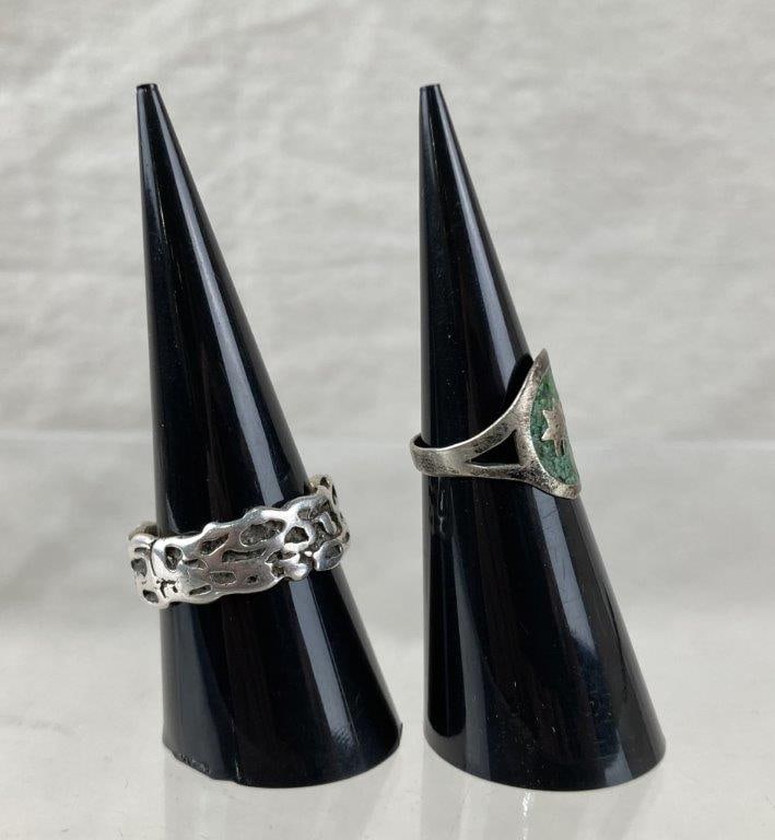 Artisan Sterling Silver Ring Pair - 3