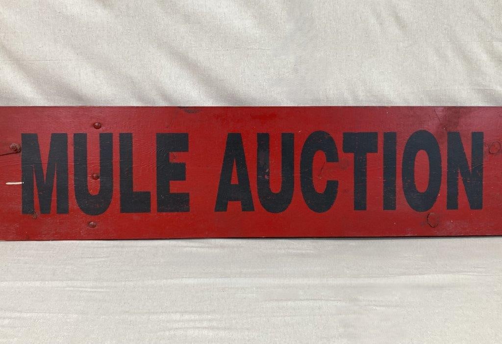 Antique Mule Auction Advertisement Sign - 4