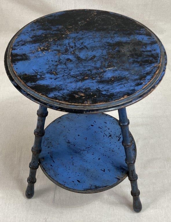 Blue Painted Two-Tiered Stand - 2