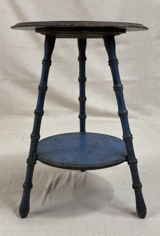 Blue Painted Two-Tiered Stand - 4