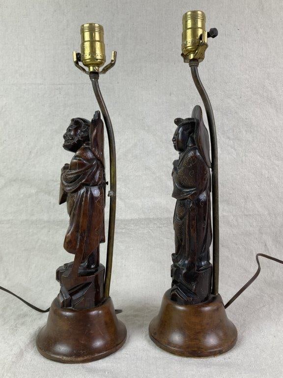 Chinese Carved Immortal Figure Table Lamps - 2