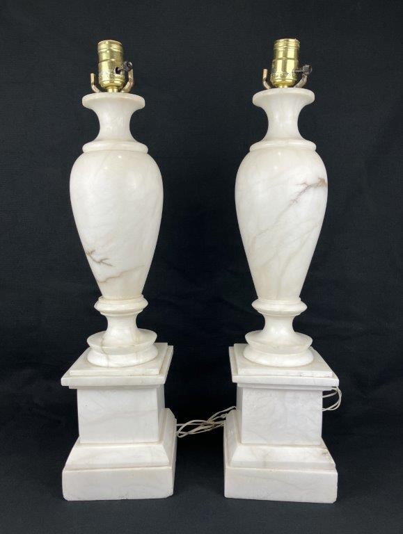 Pair of Carrara Marble Table Lamp - 2