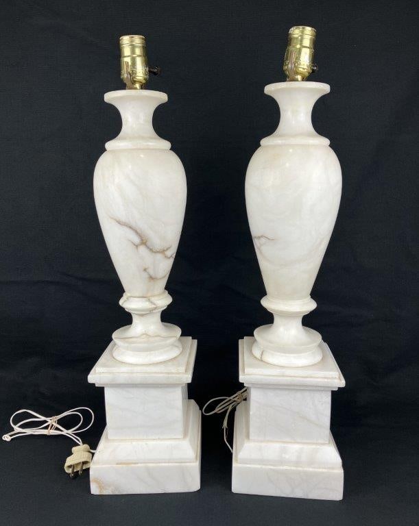 Pair of Carrara Marble Table Lamp - 3