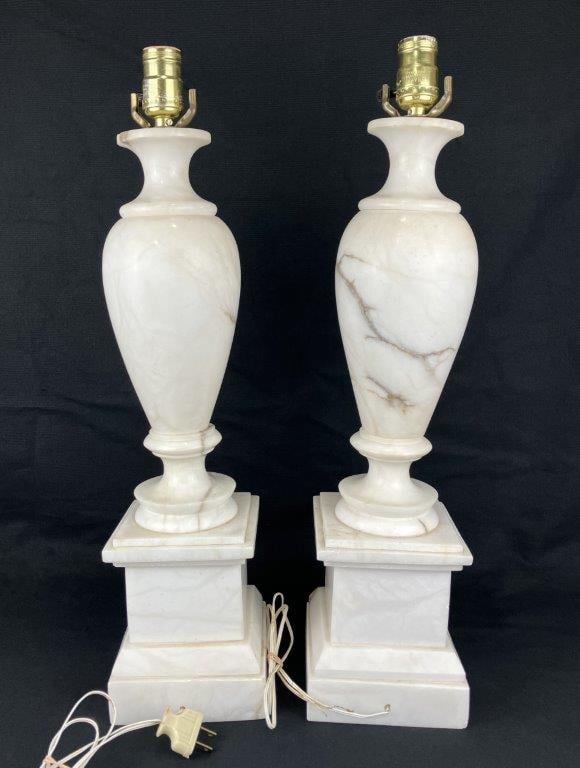 Pair of Carrara Marble Table Lamp - 4