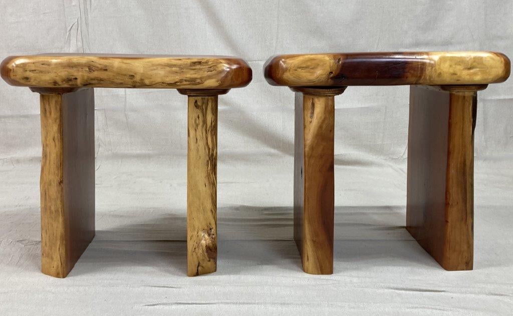 Pair of Live Edge Cherry Wood Benches - 3