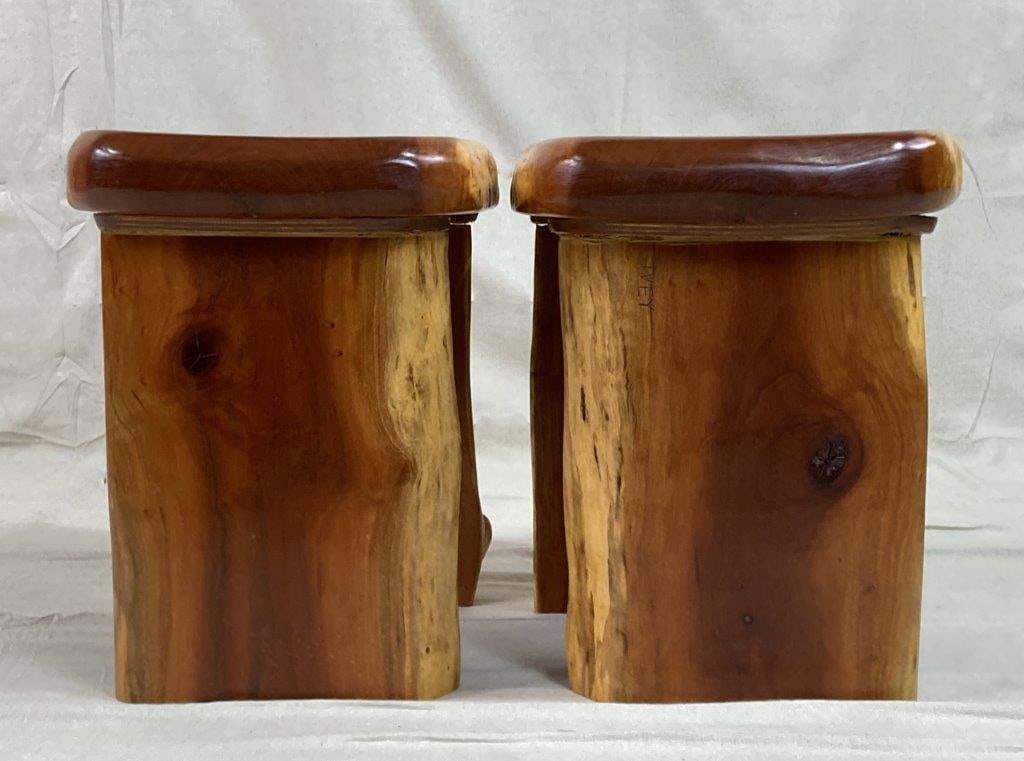 Pair of Live Edge Cherry Wood Benches - 4