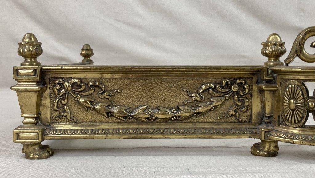 Neoclassical Style Brass Fireplace Fender - 3