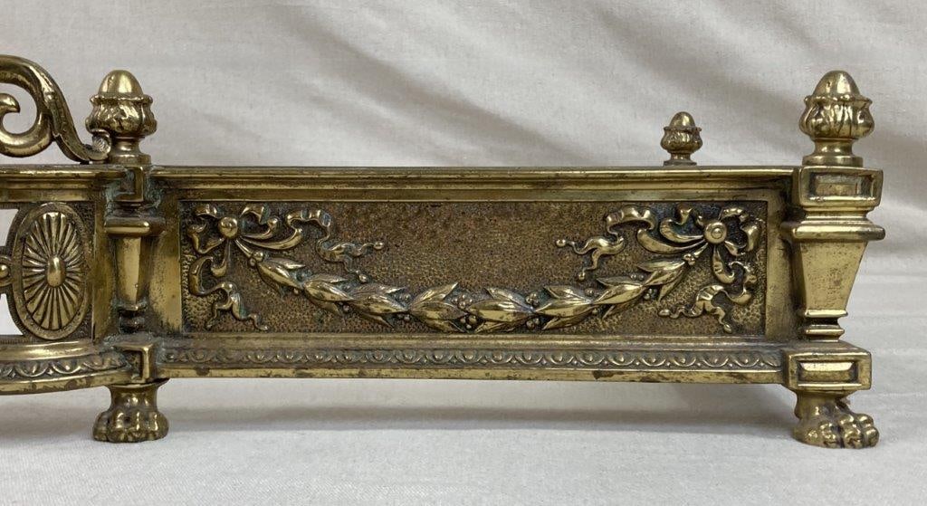 Neoclassical Style Brass Fireplace Fender - 4