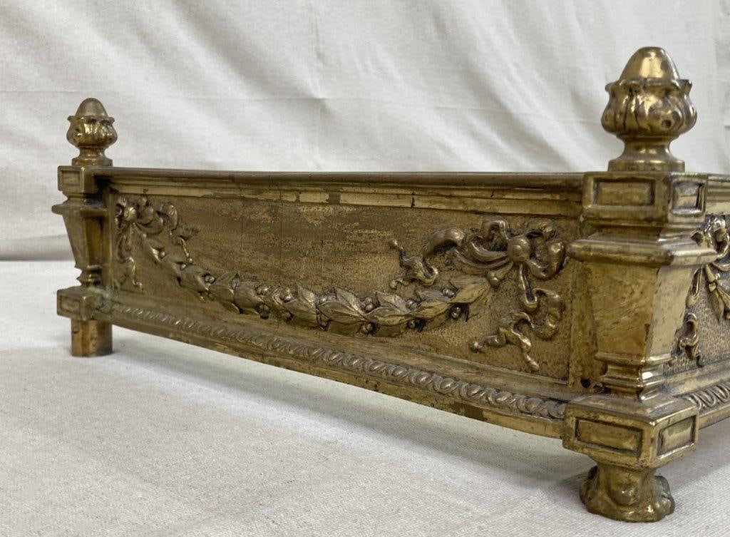 Neoclassical Style Brass Fireplace Fender - 5