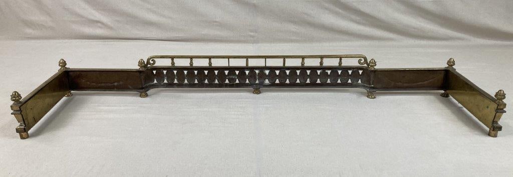 Neoclassical Style Brass Fireplace Fender - 7