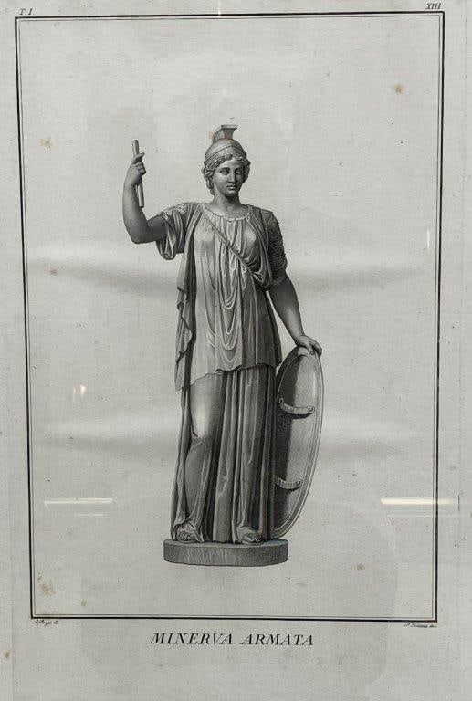 Pair of Pietro Fontana Classical Engravings of Minerva, 19th Century - 11