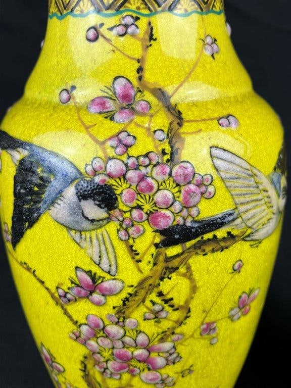 Pair of Signed Chinese Famille Jaune Enameled Porcelain Vases - 3