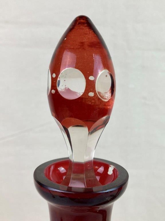 Bohemian Ruby Red Cut-to-Clear Crystal Decanters - 6