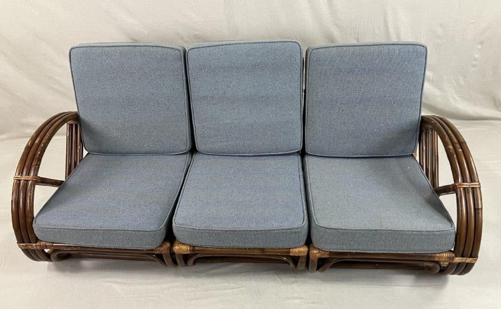 Mid Century Modern Rattan Pretzel Modular Sofa - 2