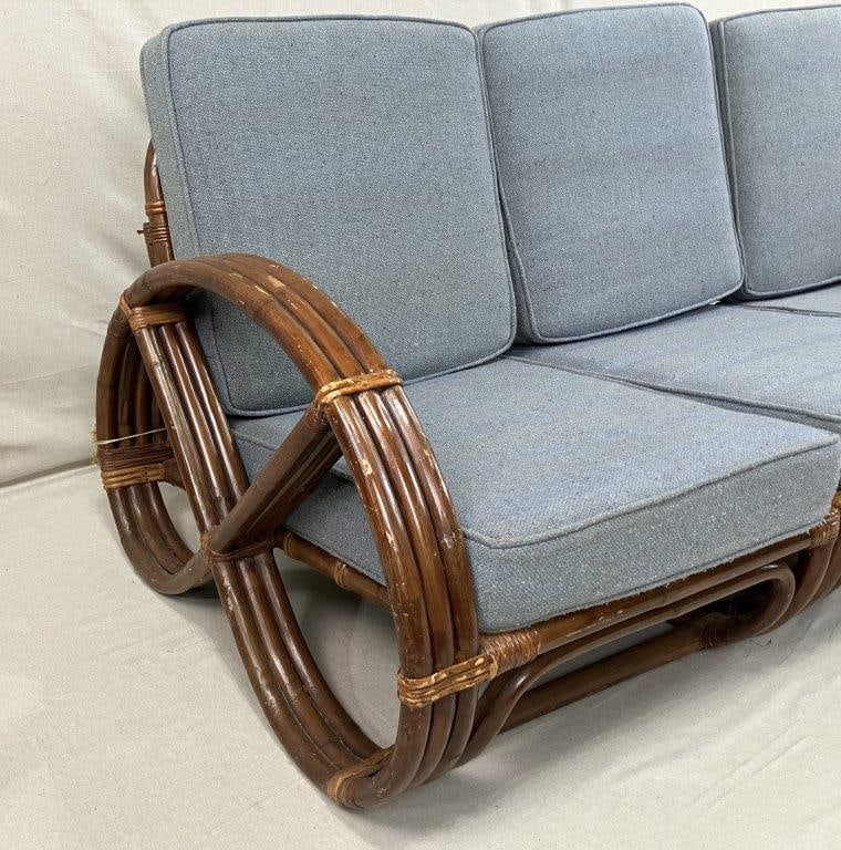 Mid Century Modern Rattan Pretzel Modular Sofa - 3